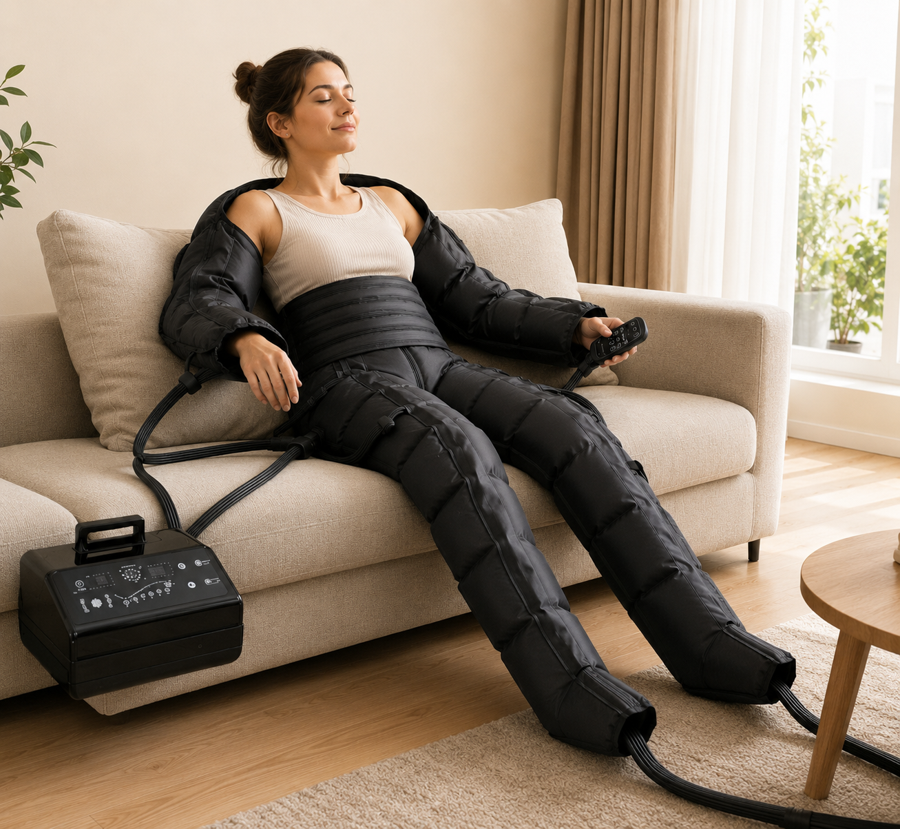 Elektrisches Kompressionsmassagegerät für Pressotherapie und Lymphdrainage – Beine, Füße, Arme, Taille, 20–250 mmHg 2 Elektrisches Kompressionsmassagegerät für Pressotherapie und Lymphdrainage – Beine, Füße, Arme, Taille, 20–250 mmHg – Bild 2