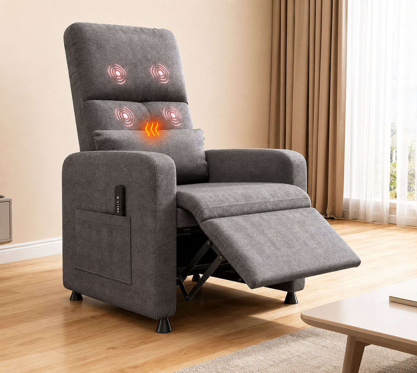 Elektrischer Relaxsessel mit Massage und Heizfunktion – 4 Massagepunkte, Fußstütze, Fernbedienung, Belastbarkeit 180 kg 2 Elektrischer Relaxsessel mit Massage und Heizfunktion – 4 Massagepunkte, Fußstütze, Fernbedienung, Belastbarkeit 180 kg – Bild 2