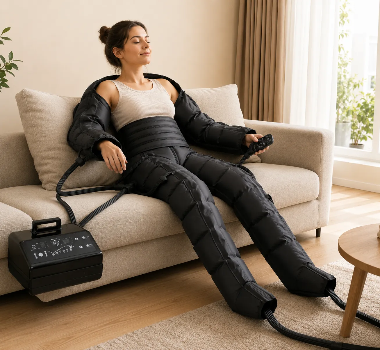 Elektrisches Kompressionsmassagegerät für Pressotherapie und Lymphdrainage – Beine, Füße, Arme, Taille, 20–250 mmHg 2 Elektrisches Kompressionsmassagegerät für Pressotherapie und Lymphdrainage – Beine, Füße, Arme, Taille, 20–250 mmHg – Bild 2