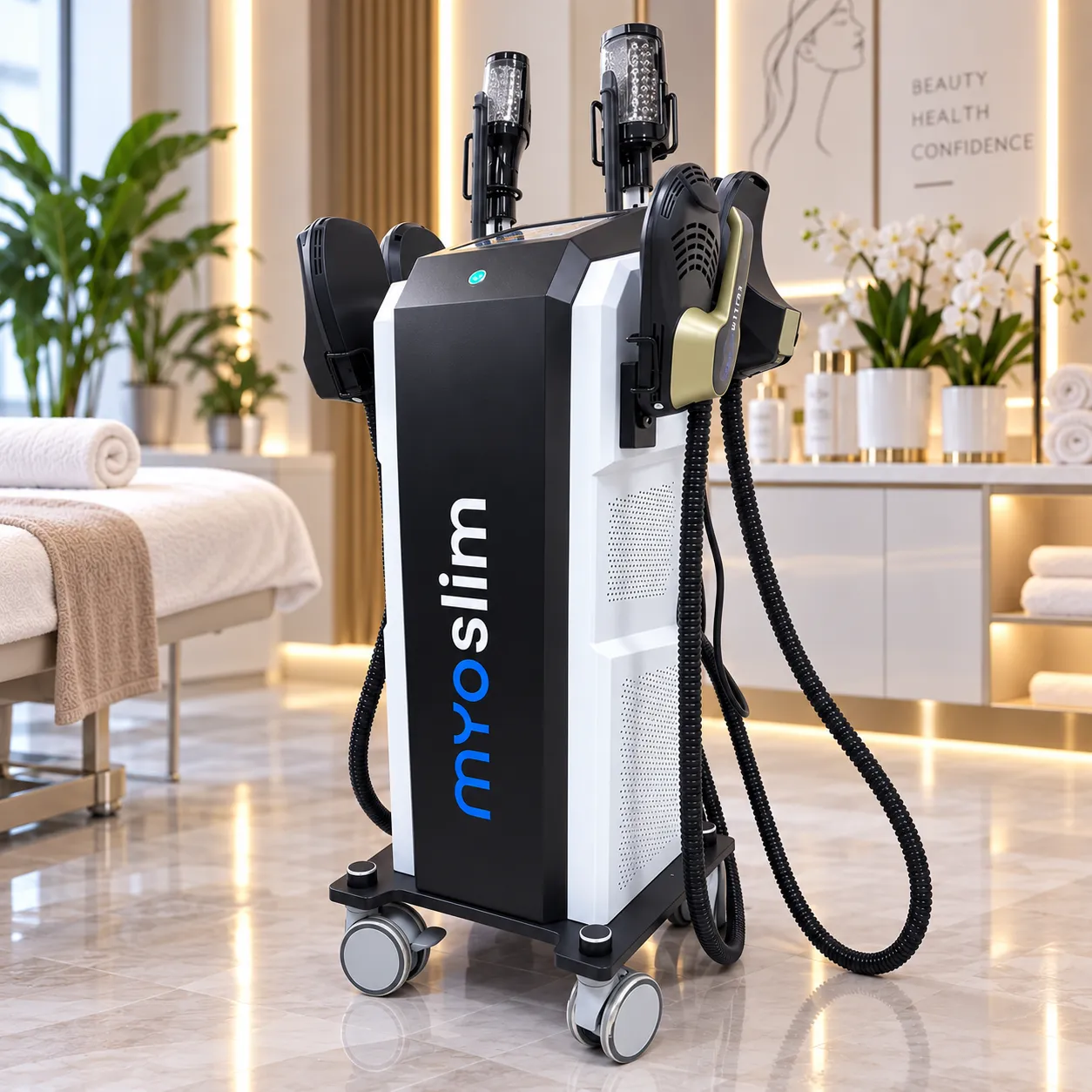 MYOSLIM 6 Applikatoren 6500W – Professionelles EMS-Kosmetikgerät zur kosmetischen Körperformung, 4 EMS-Applikatoren + 2 Massage-Rollen 2 MYOSLIM 6 Applikatoren 6500W – Professionelles EMS-Kosmetikgerät zur kosmetischen Körperformung, 4 EMS-Applikatoren + 2 Massage-Rollen – Bild 2